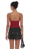 Studded Belt Faux Leather Skirt in Black