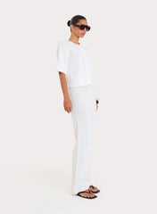 White Crochet Straight Leg Trousers