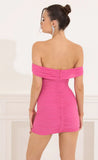 Mesh Off The Shoulder Dress in Pink