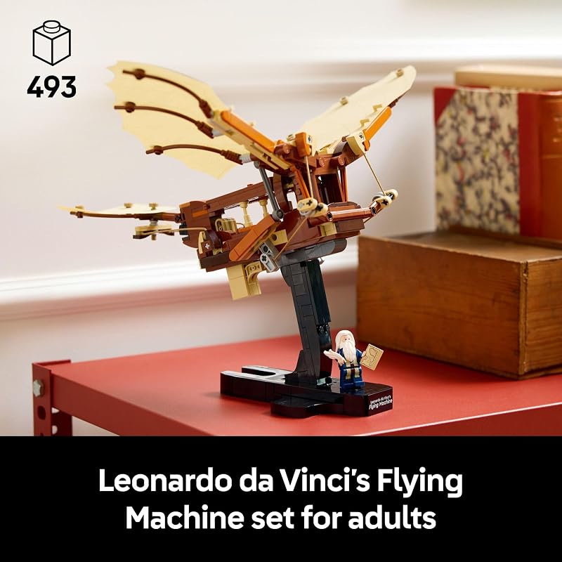 LEGO Icons Leonardo da Vincis Flying Machine DIY Kit Ornithopter Building Set for Adults Ages 18 Craft for Home or Office Decor with Display Stand Gift Idea 10363