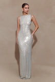 Magnolia Sleeveless Diamante Maxi Dress Silver