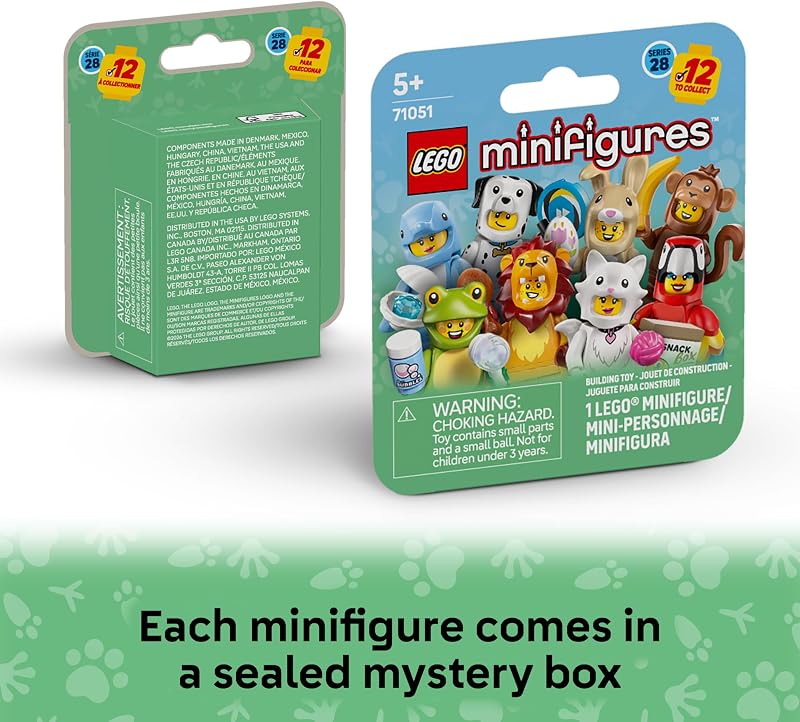 LEGO Minifigures Animal Series 28 6 Pack Kids Toys in Sealed Mystery Boxes Themed Figures to Collect Birthday Party Favors Gift idea for Boys Girls Ages 5 66813