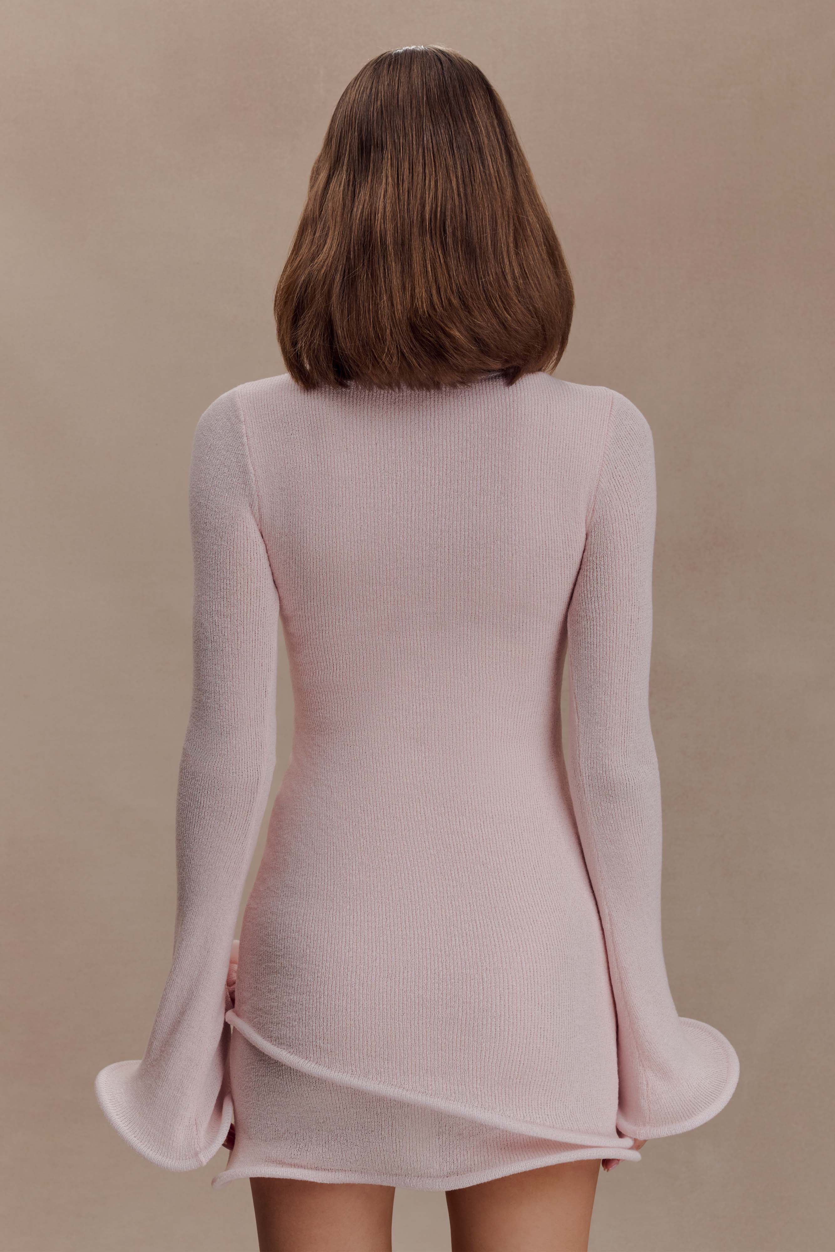 Samira Knit Long Sleeve Mini Dress Misty Rose