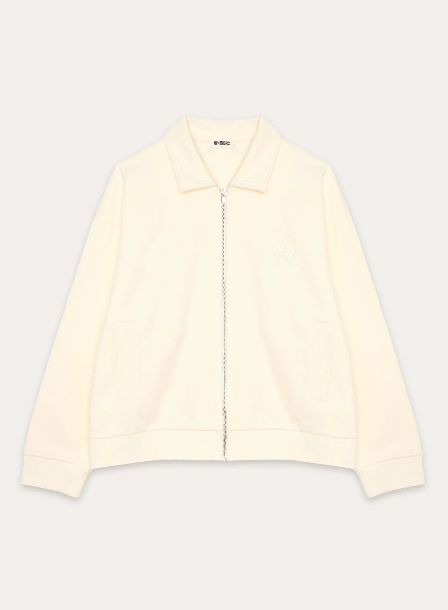 Ecru Logo Detail Zip Bomber Jacket