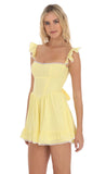 Embroidered Trim A line Dress in Yellow