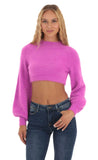 Knit Mock Neck Jumper in Magenta