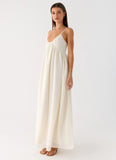 Whisperlight Chiffon Scooped Neck Maxi Dress White
