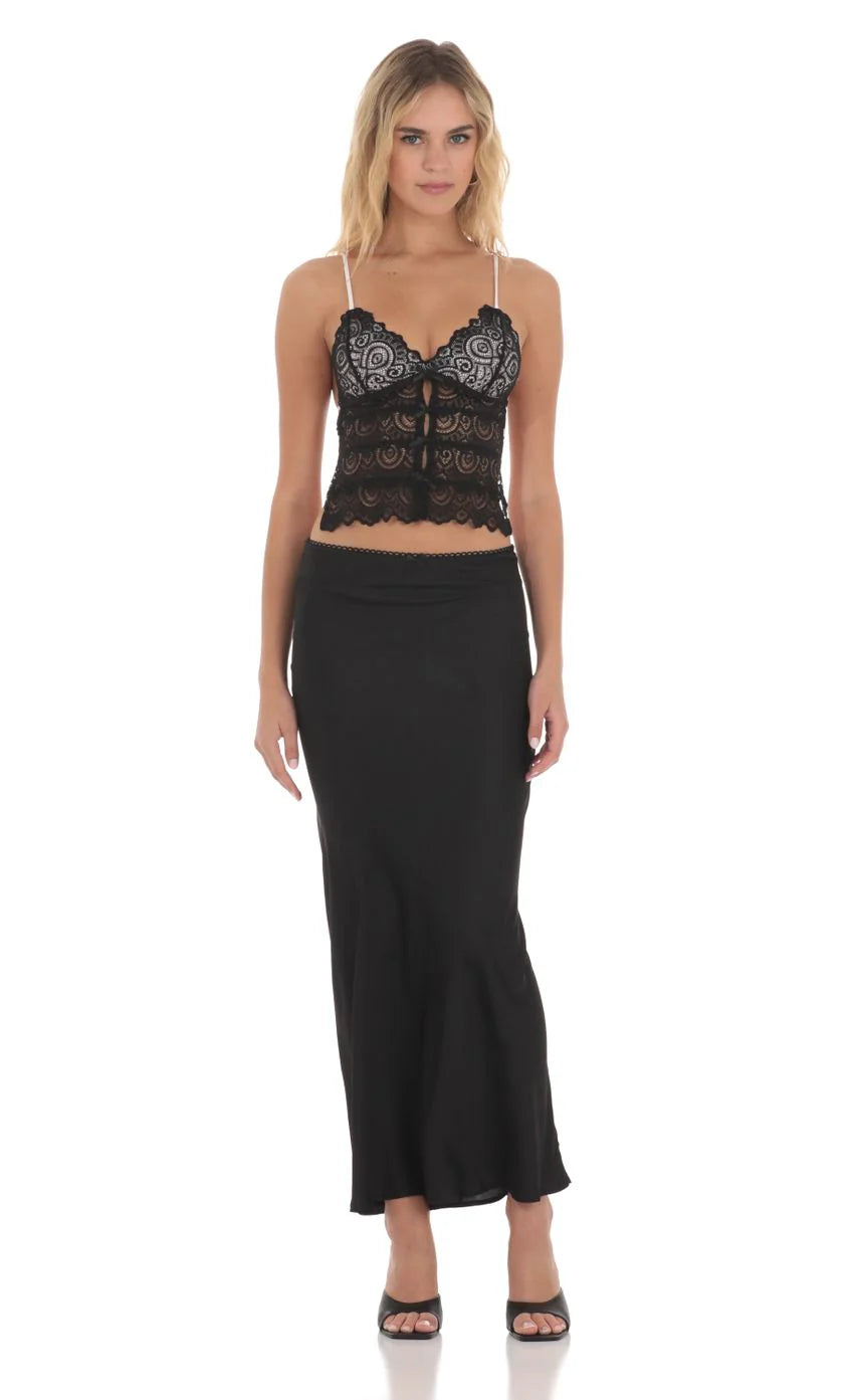 Lace Top in Cream and Black