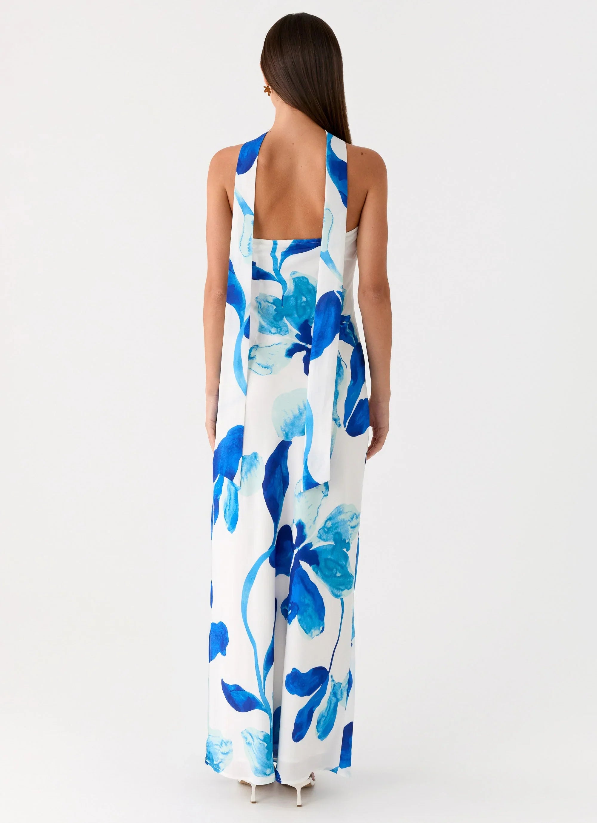 Ashelle Chiffon Maxi Dress Cerulean Bloom