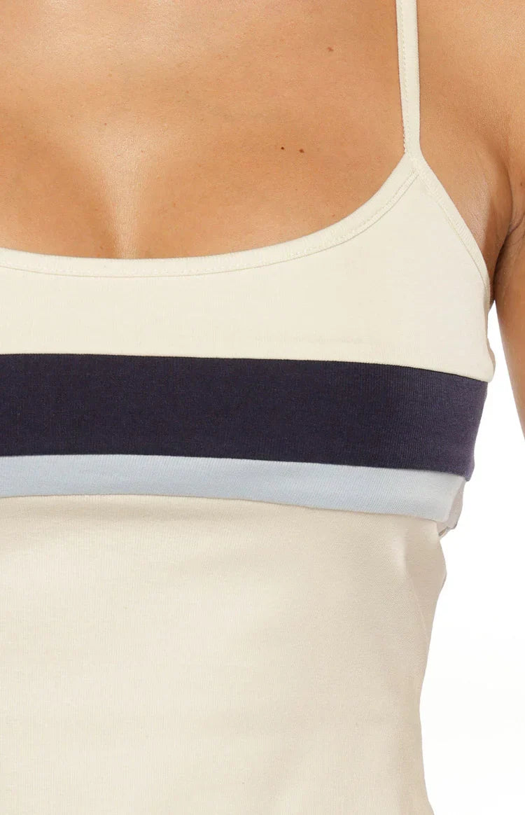 Leya White Contrast Stripe Singlet