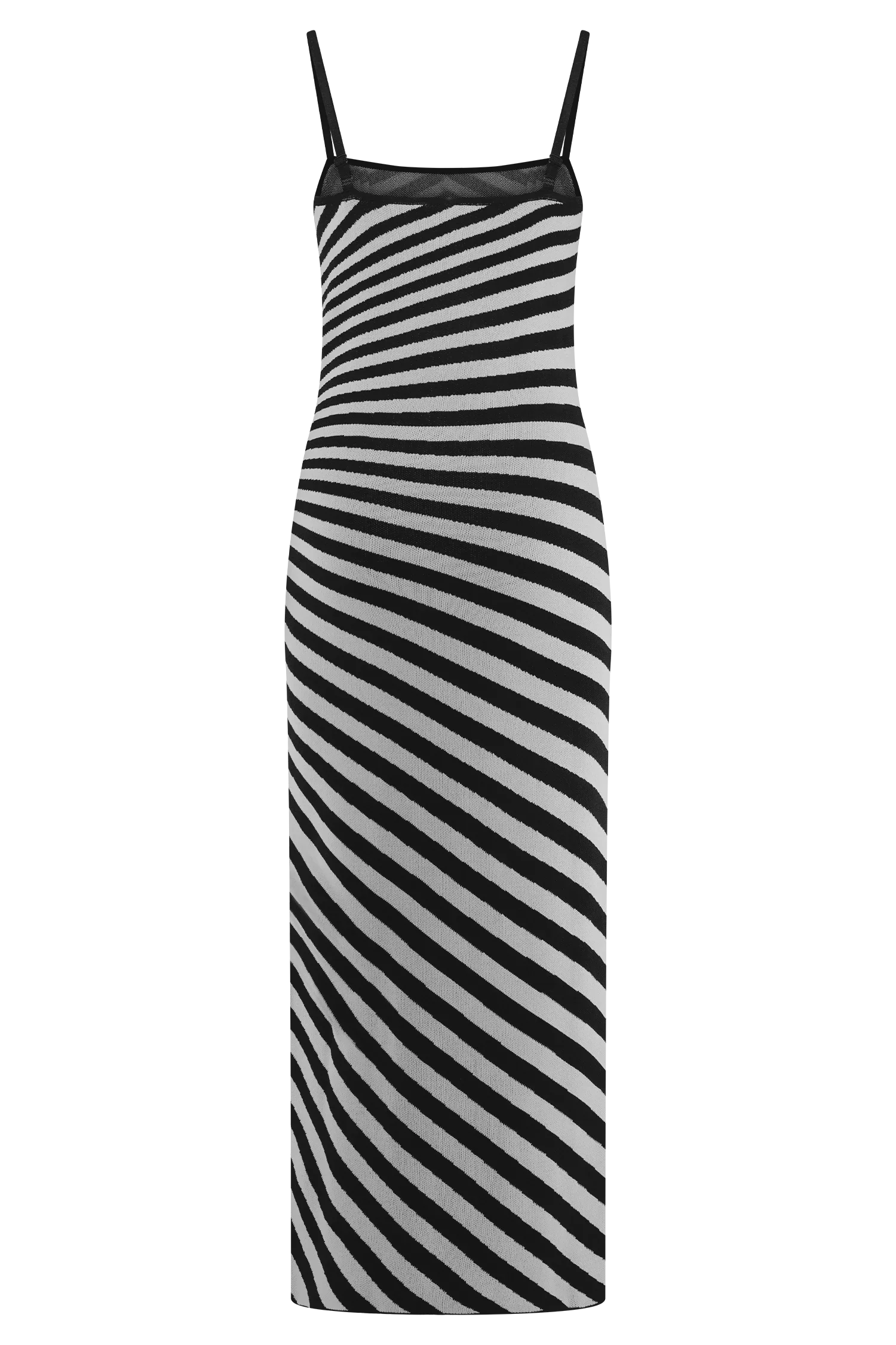 Raven Striped Knit Midi Dress Black White