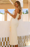 Isaiah Cream Strapless Mesh Maxi Dress