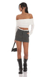 Faux Layered Pinstriped Skort in Grey