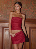 Atenea Organza Mini Skirt Deep Red