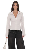 Pinstripe Button Up Shirt in White