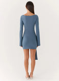 Holiday Scene Mini Dress Coastal Blue