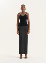 Black Knitted Contrast Stitch Vest Top