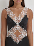 Black Satin Lace Slip Dress