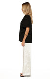 Orla Ivory Satin Straight Leg Lace Trim Pants