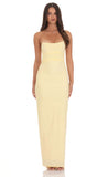 Pointed Corset Strapless Maxi Dress in Yellow