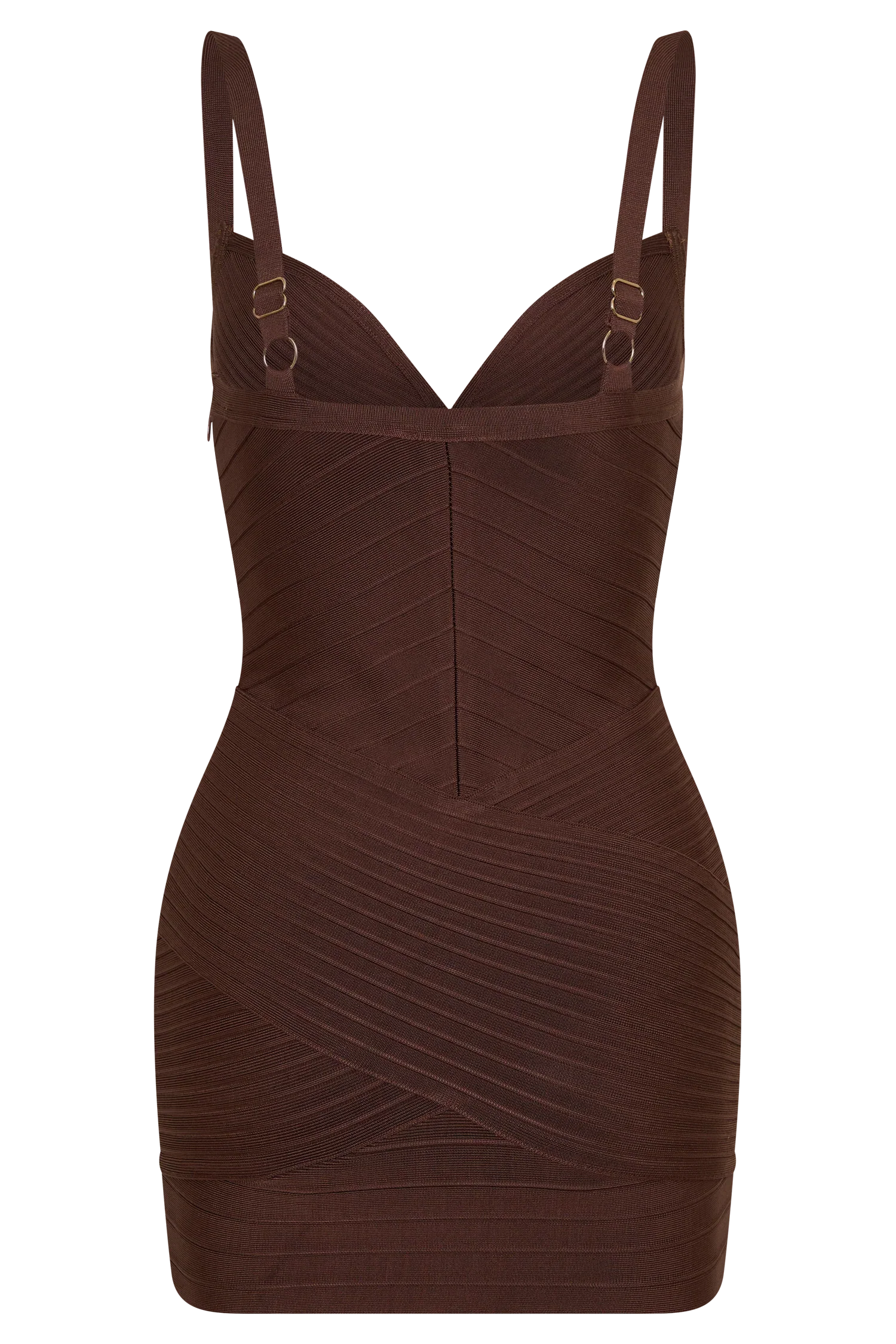Maison Bandage Knit Mini Dress Chocolate