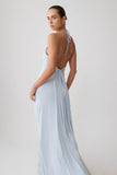 Maely Gathered Slinky Maxi Dress Pale Blue