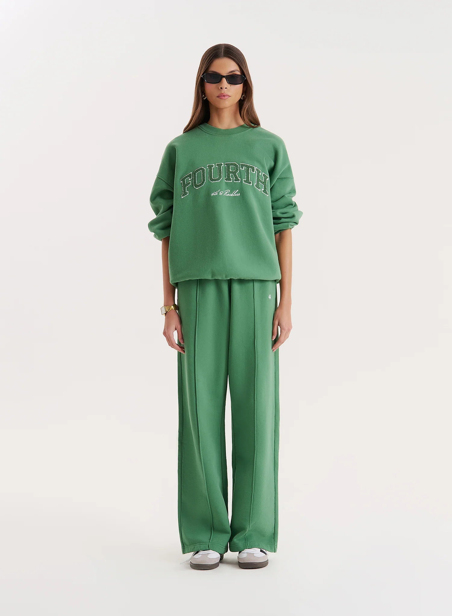 Green 4th Wide Leg Branded Joggers