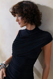 Nocturnal Black Ruched Mini Dress With Sash