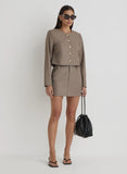 Beige Tailored Mini Skirt