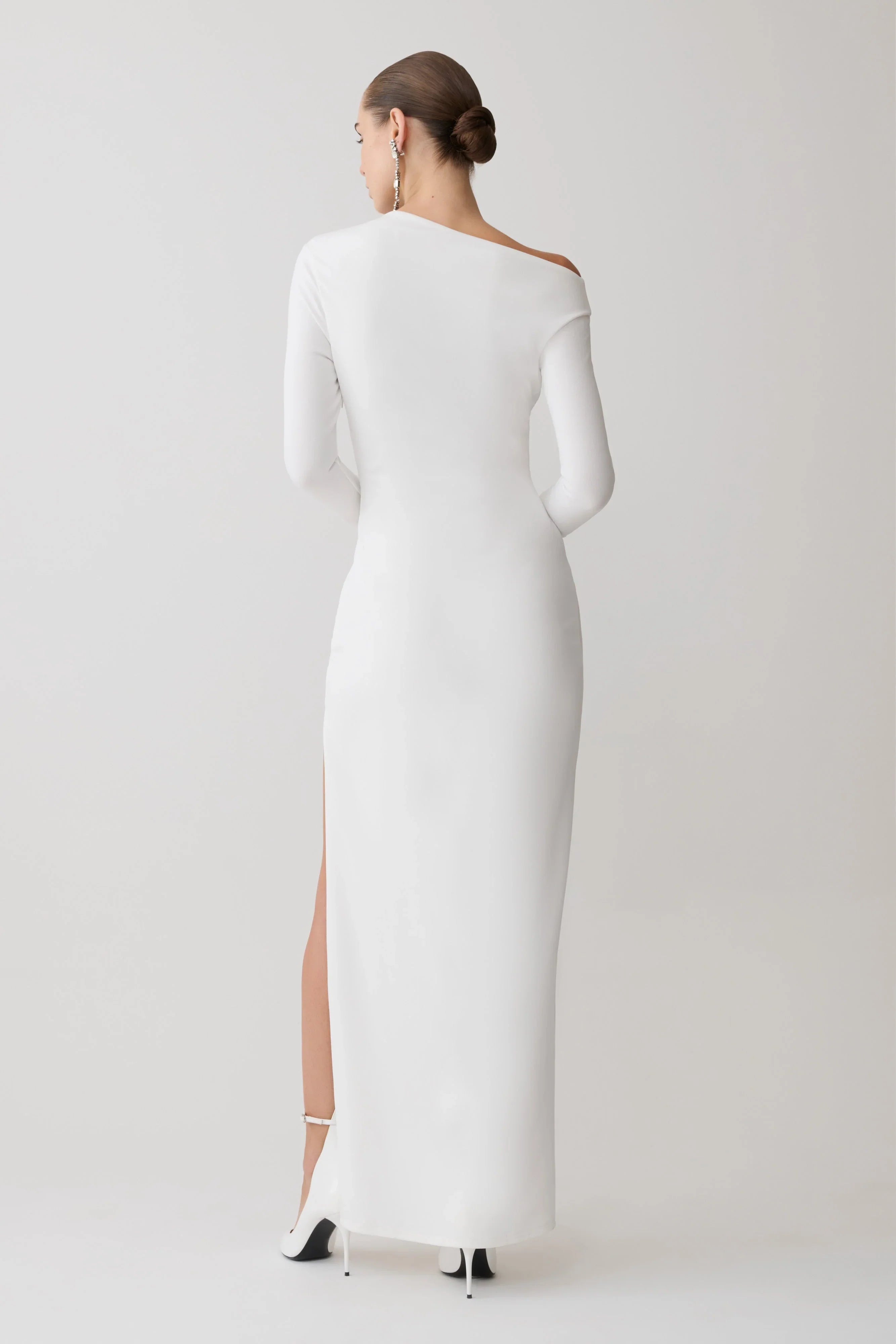 Thalyn Crepe Maxi Dress With Split White