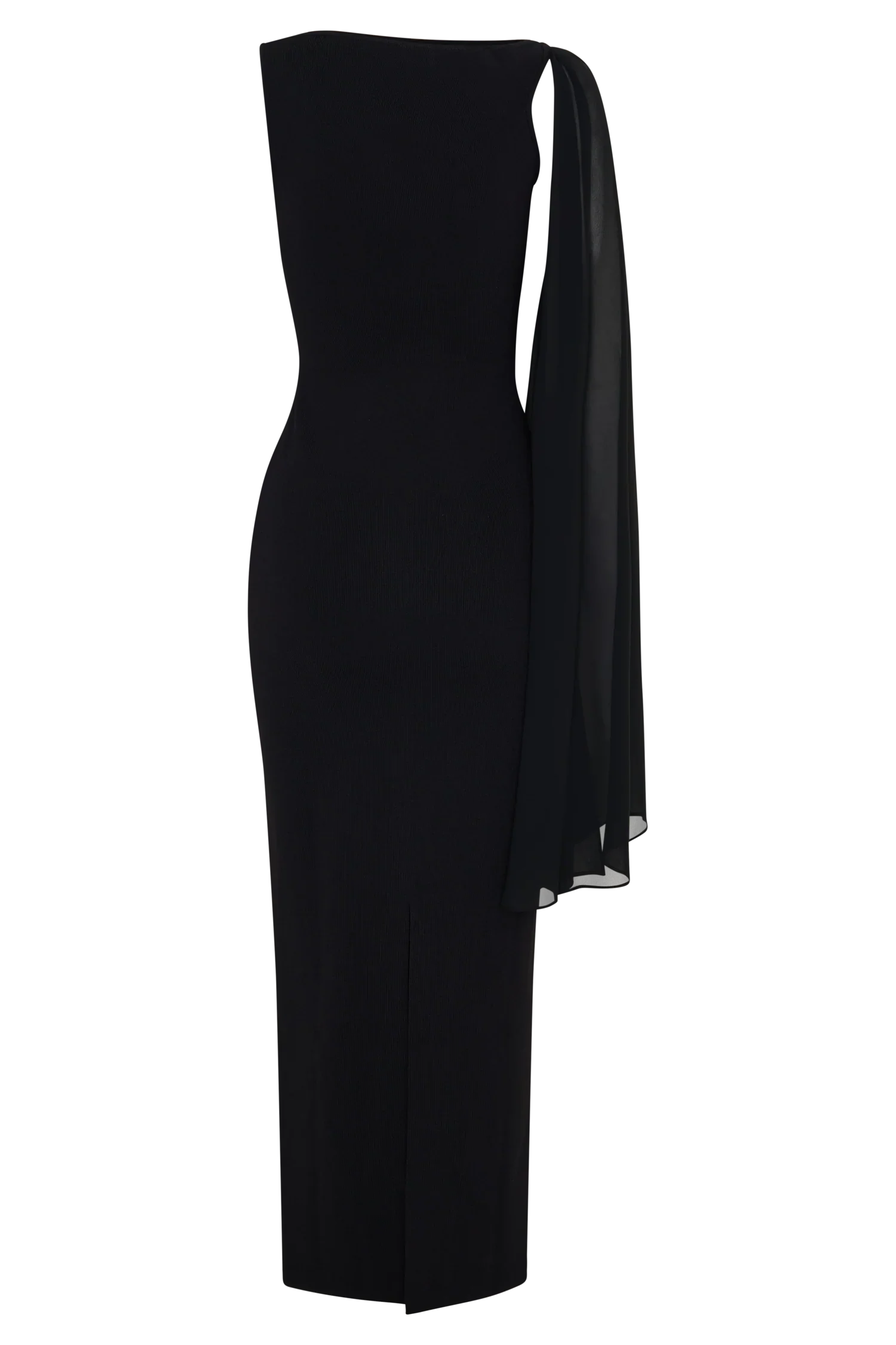Farid Bandage Midi Dress With Chiffon Black