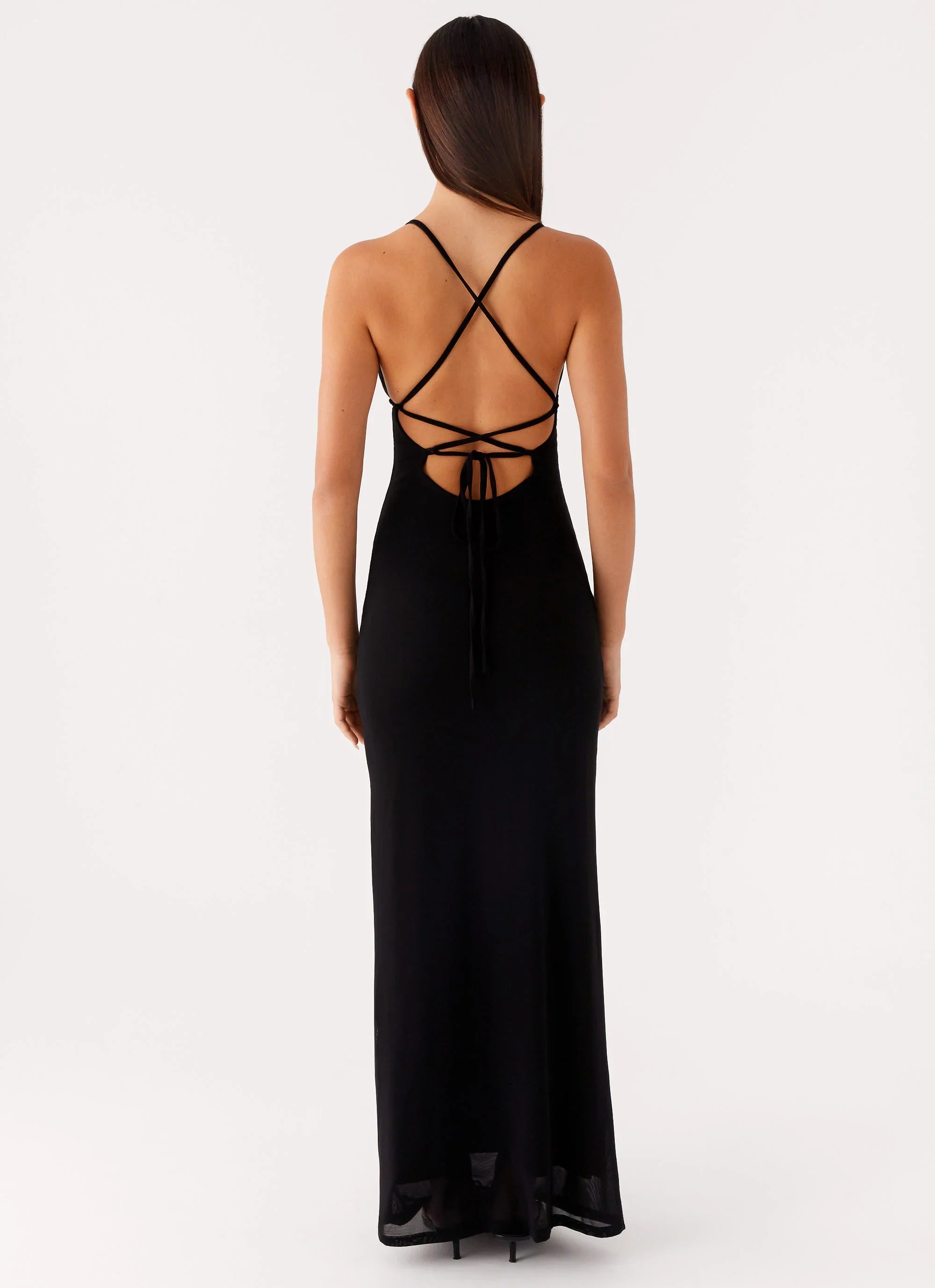 Beki Beaded Mesh Maxi Dress Black