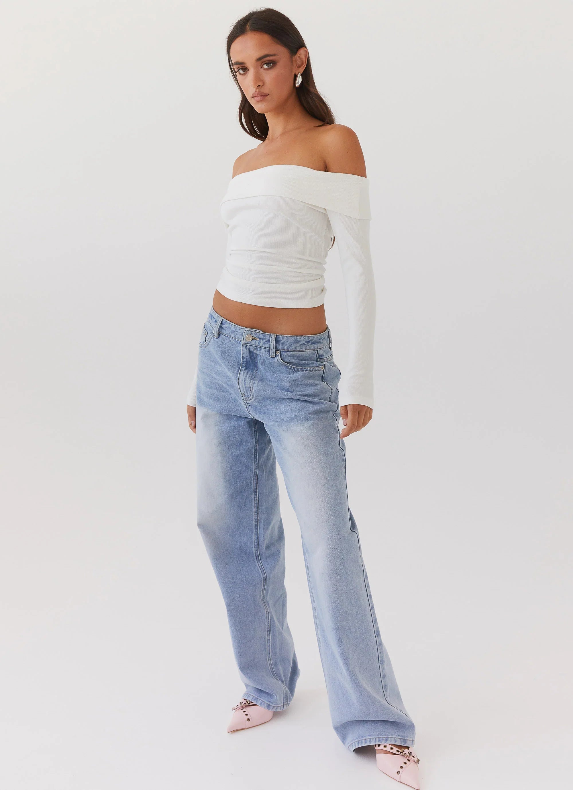 Keanna Low Rise Denim Jeans Light Blue