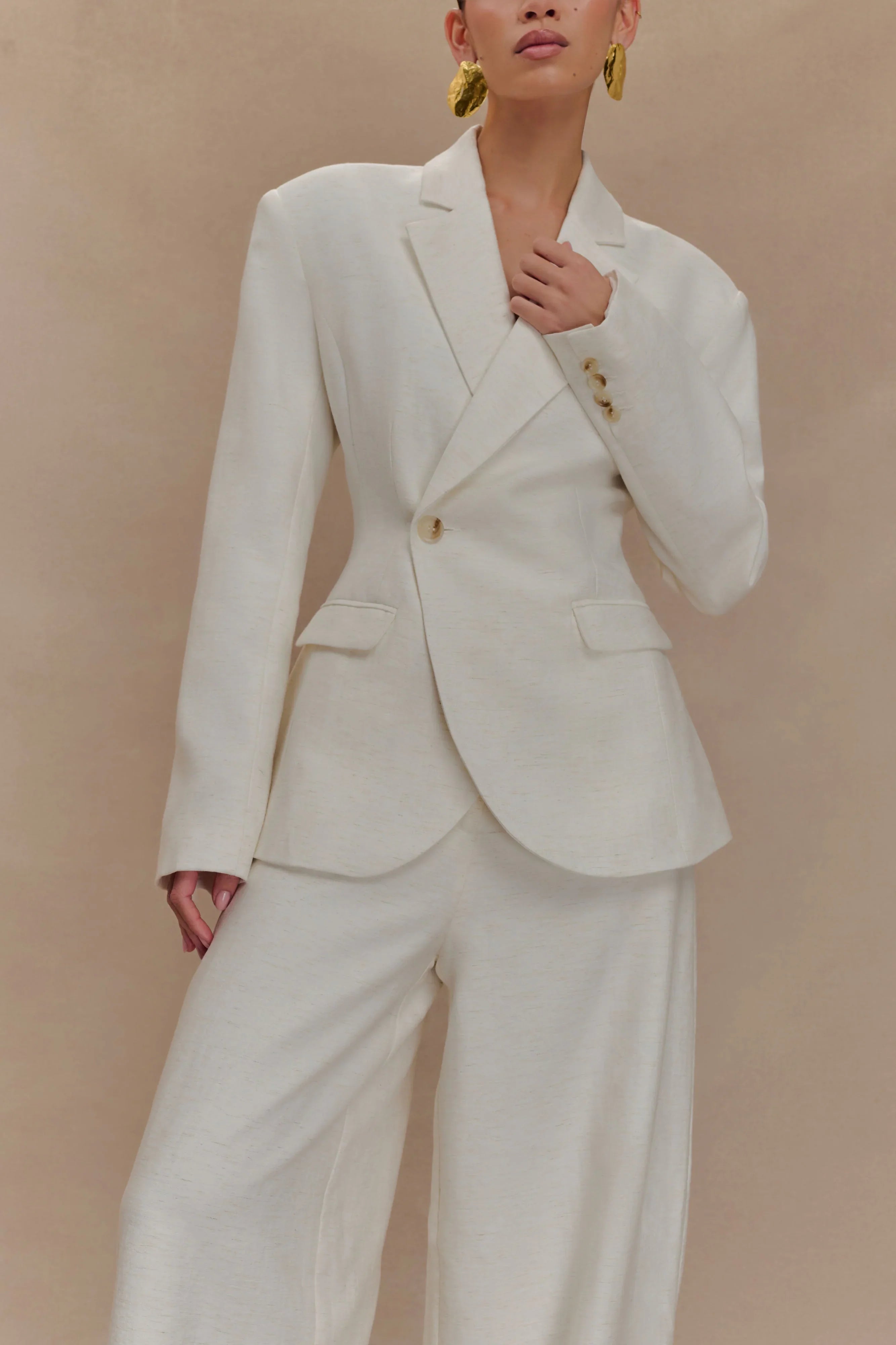 Cyrene Linen Wide Leg Pants Oat Marle