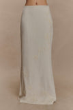 Casey Linen Embroidered Maxi Skirt Natural