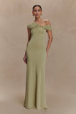 Ashford Asymmetrical Slinky Maxi Dress Sage