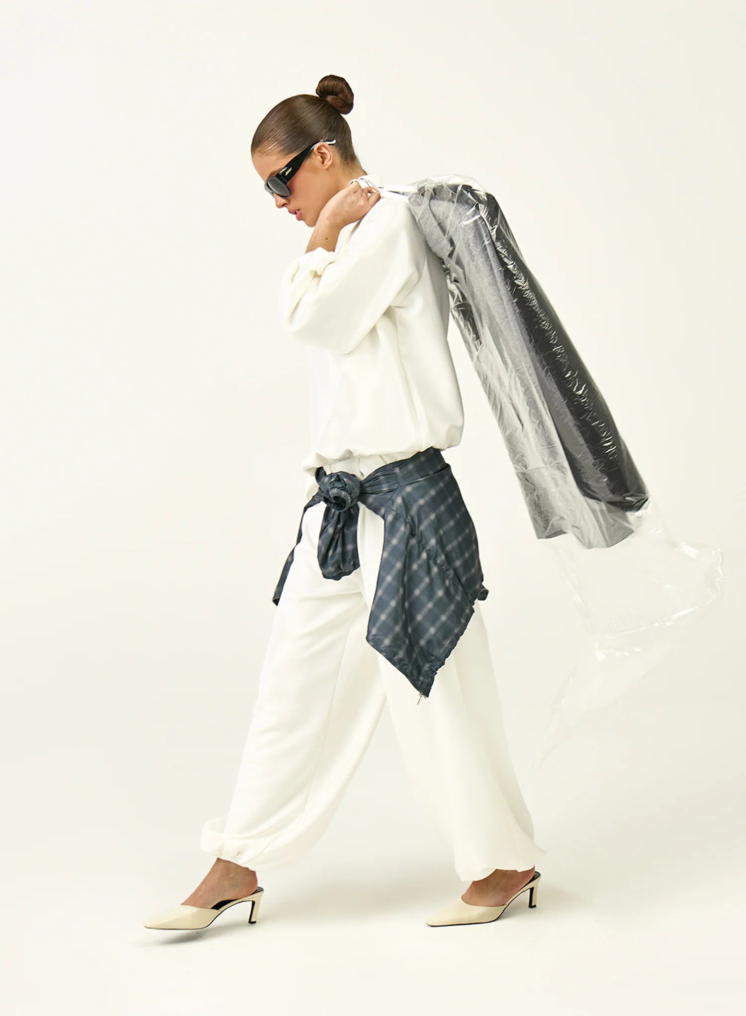 Cream Modal Balloon Leg Cargo Joggers