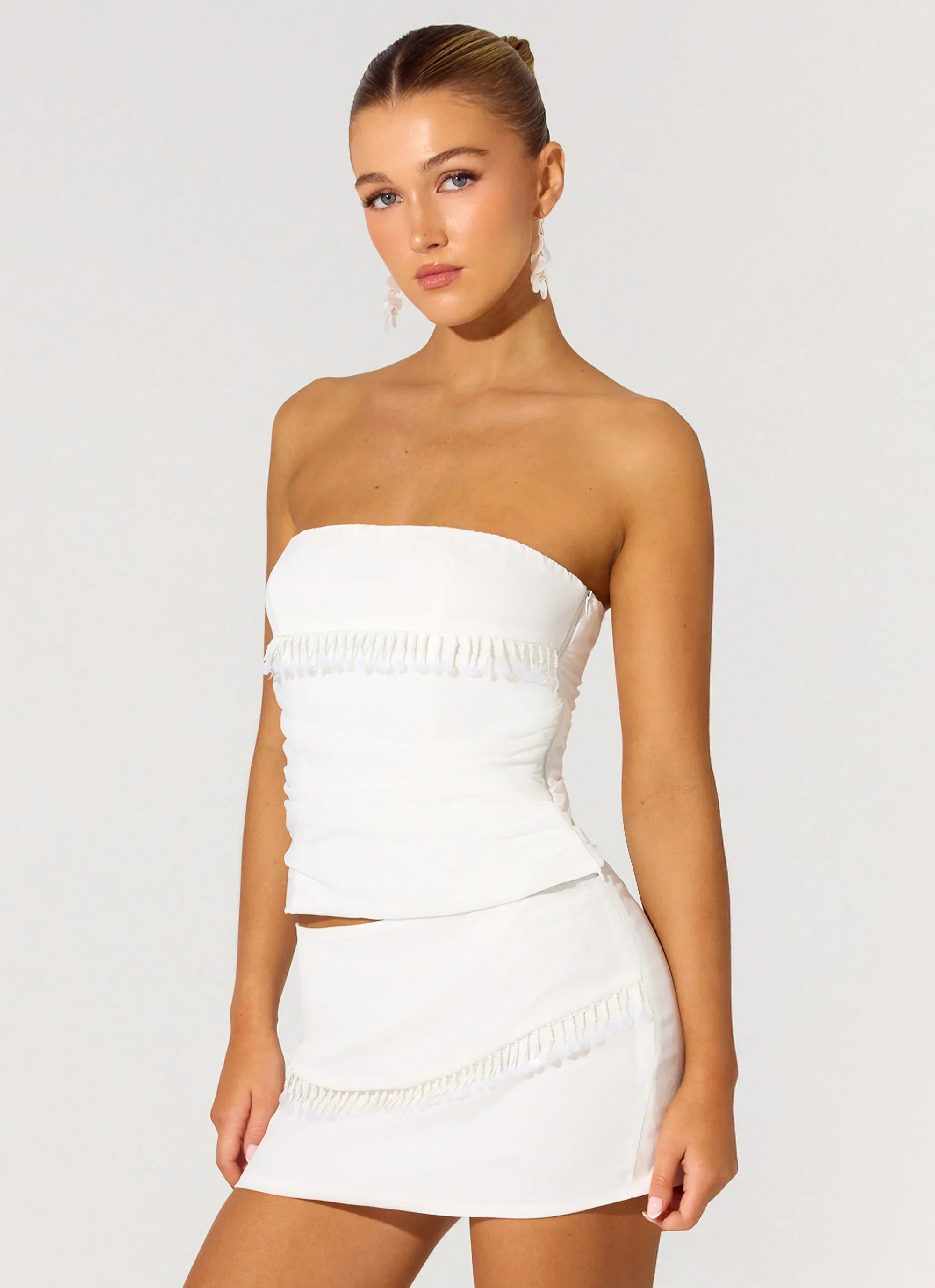 Perfect Celebrity Beaded Top White