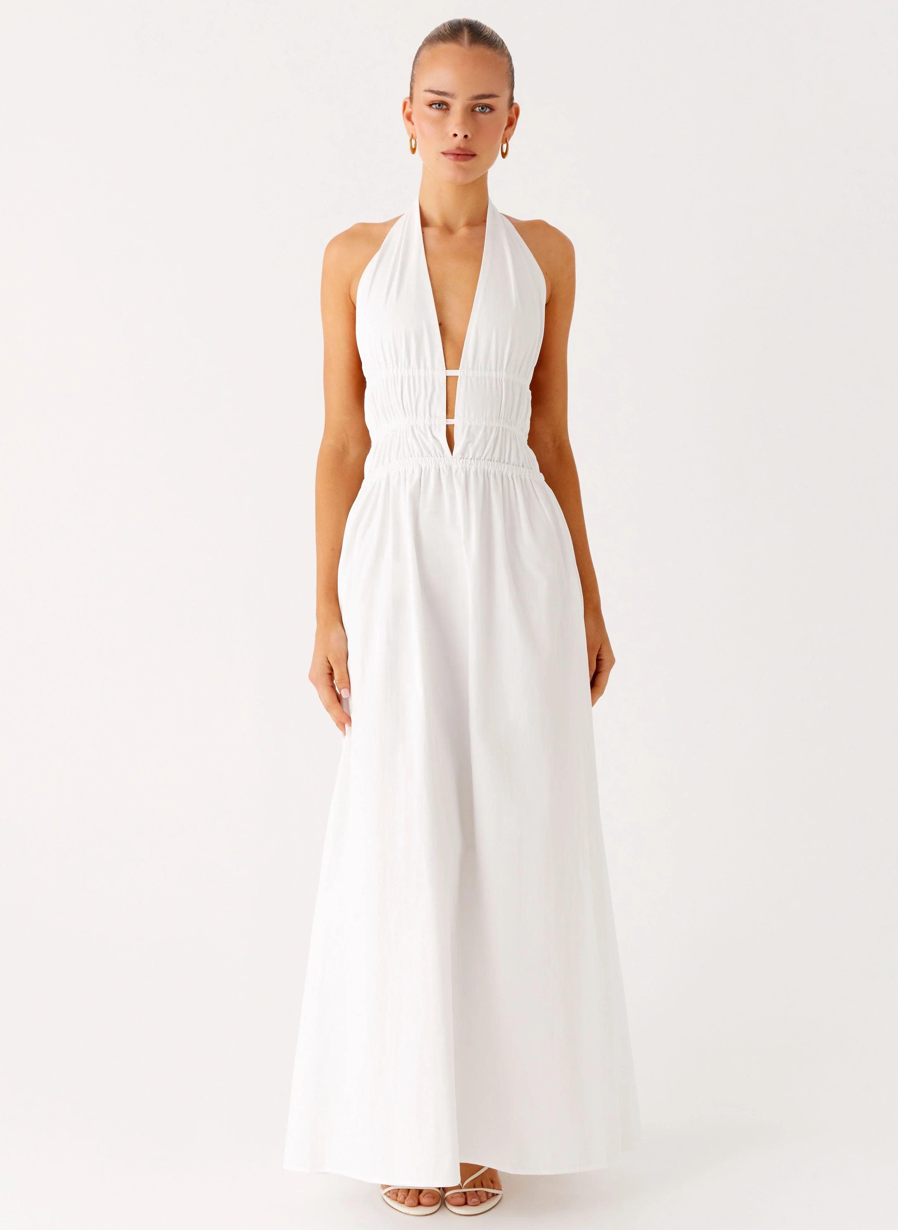 Figaro Halter Maxi Dress White