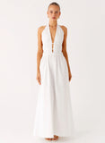 Figaro Halter Maxi Dress White