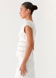 Ruann Lace Trim Top White