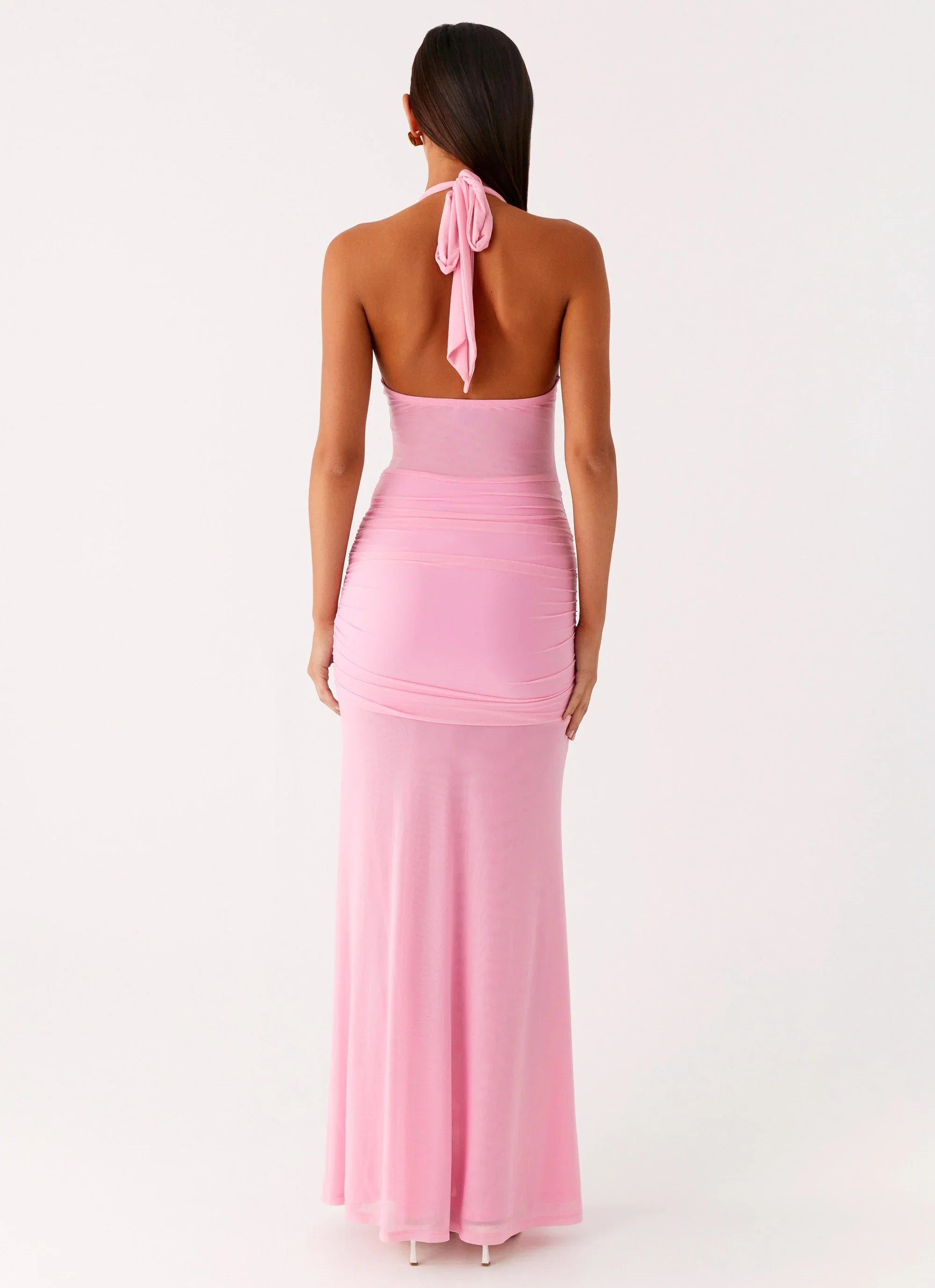 Miyah Halter Hardware Maxi Dress Baby Pink