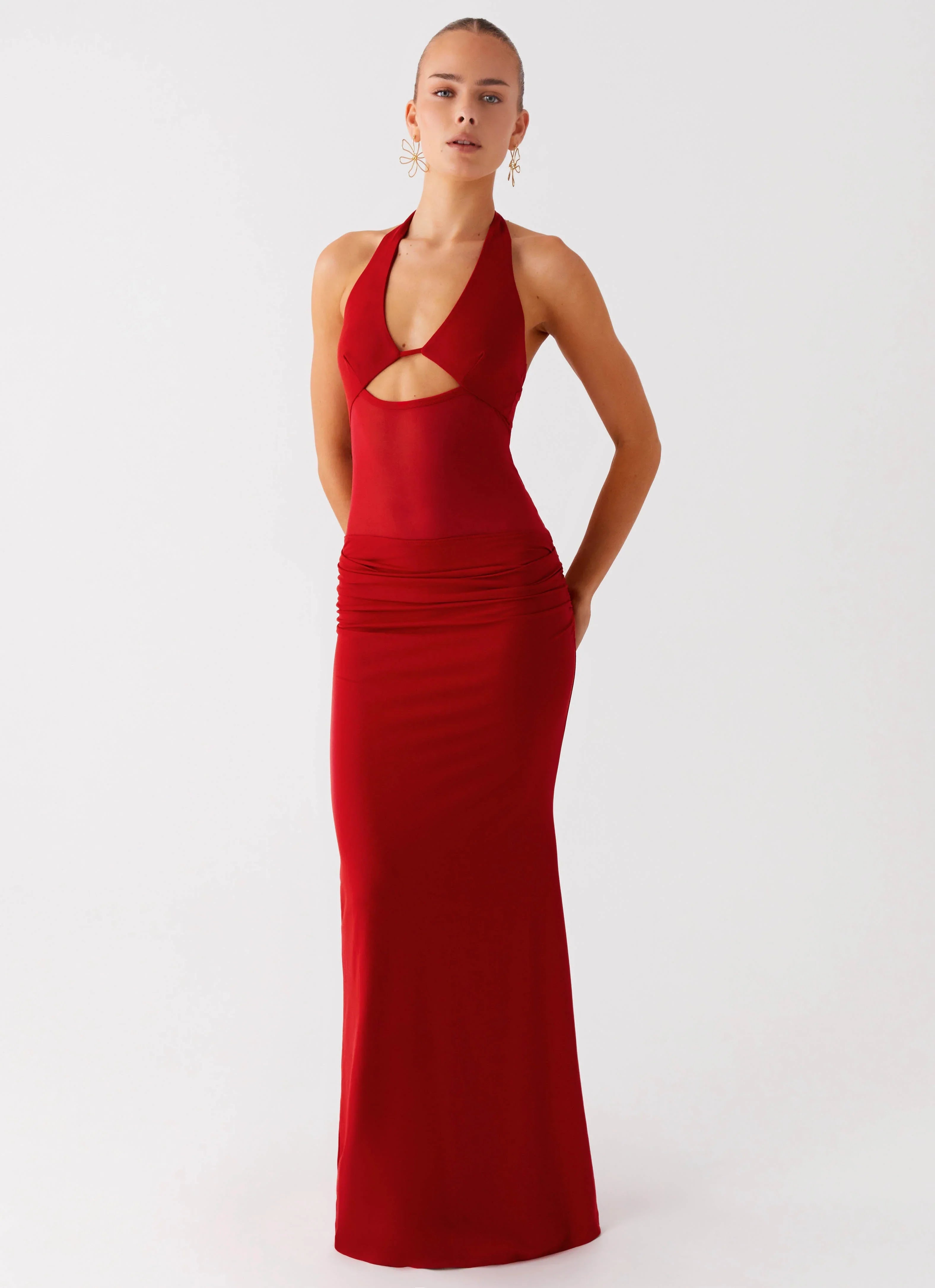 Billen Halter Maxi Dress Red