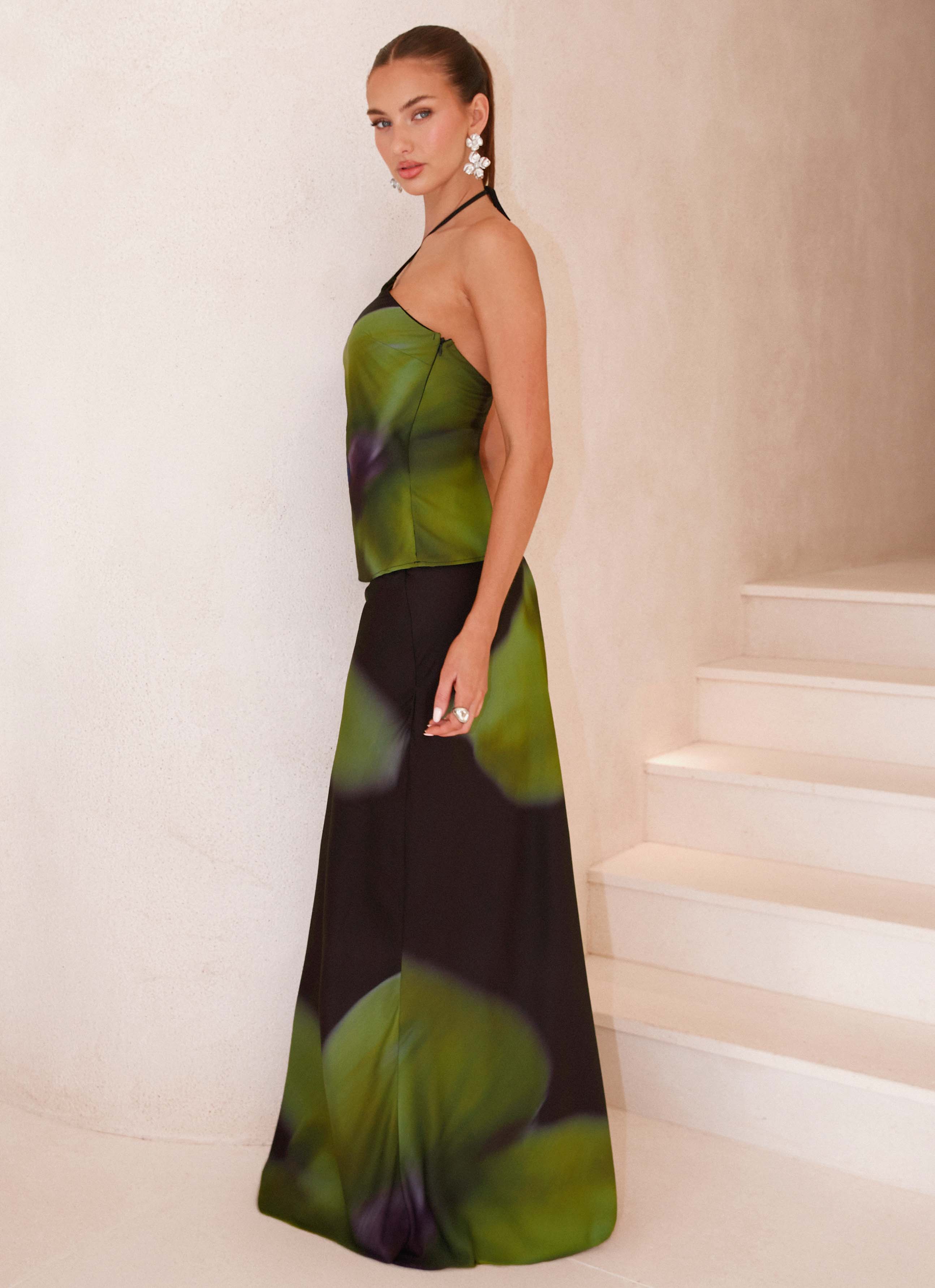 Rosetta Maxi Skirt Lime Flower