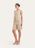Beige Tailored Bermuda Shorts
