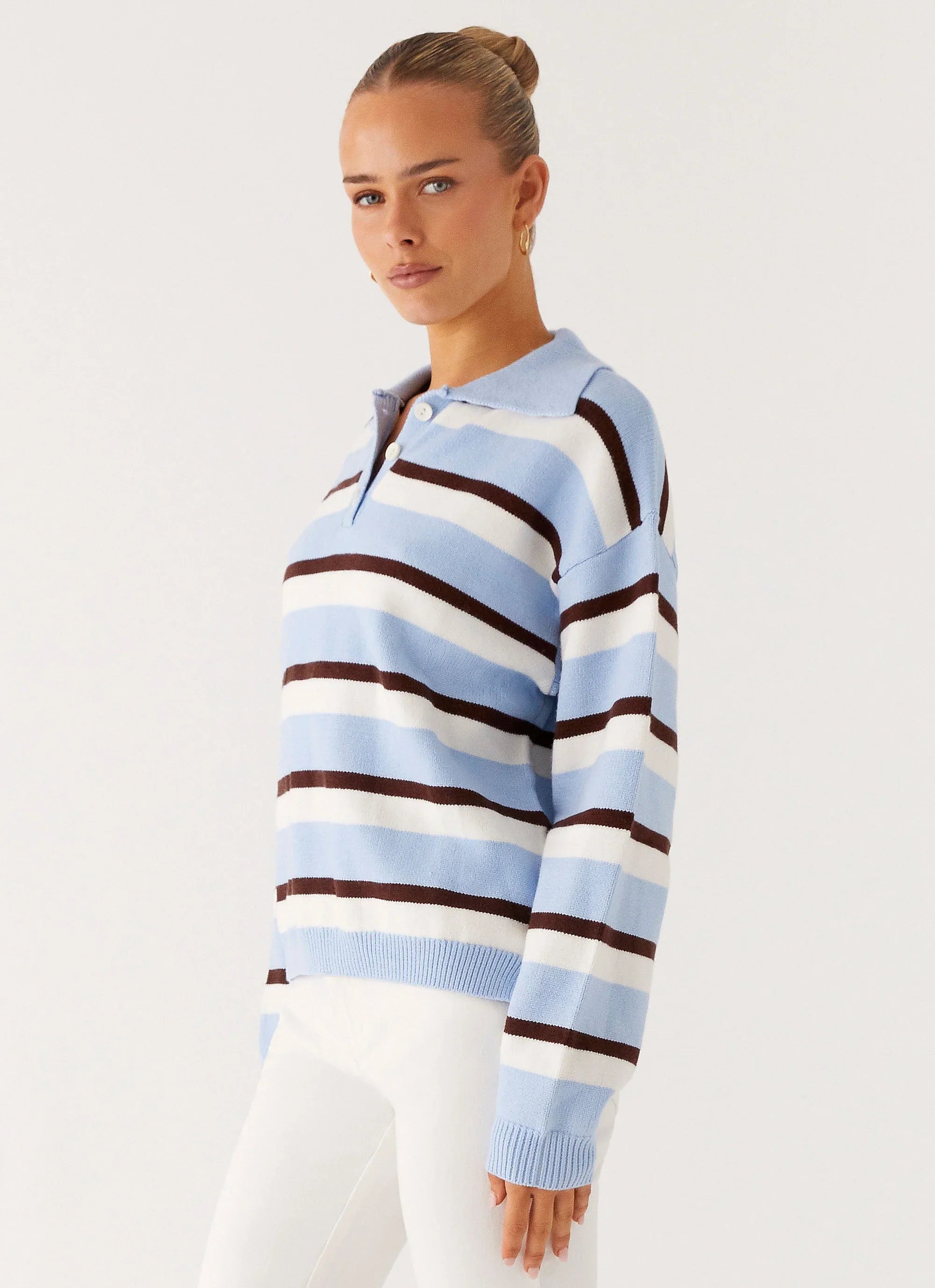 Liana Striped Polo Blue Stripe