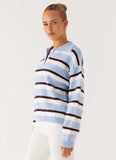 Liana Striped Polo Blue Stripe