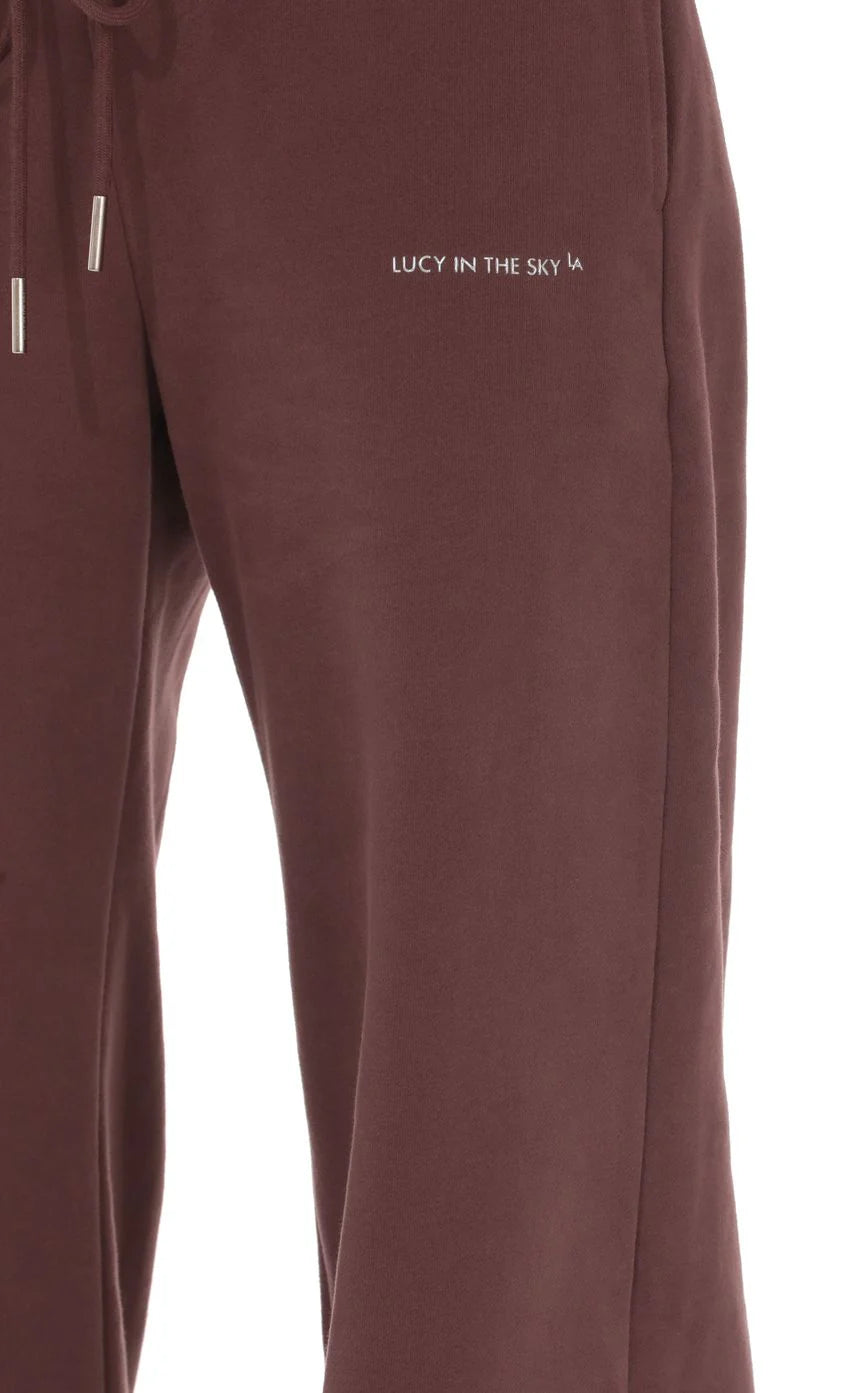 Fleece Straight Sweatpants in Brown