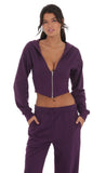 Cropped Pointed Hoodie in Purple