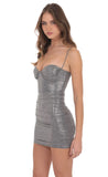 Foil Bodycon Corset Dress in Silver
